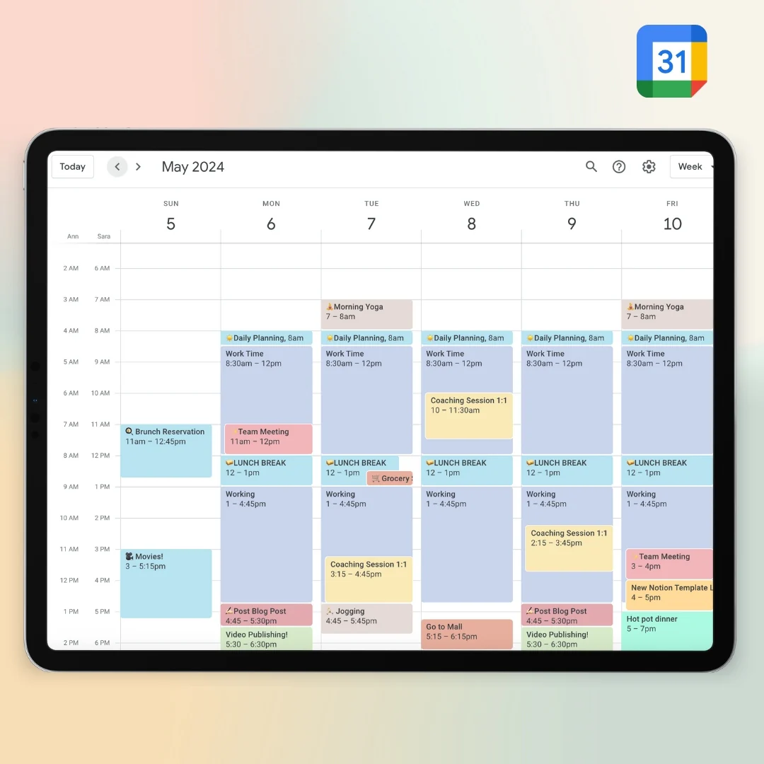 Each event can now have a different color on your Google Calendar